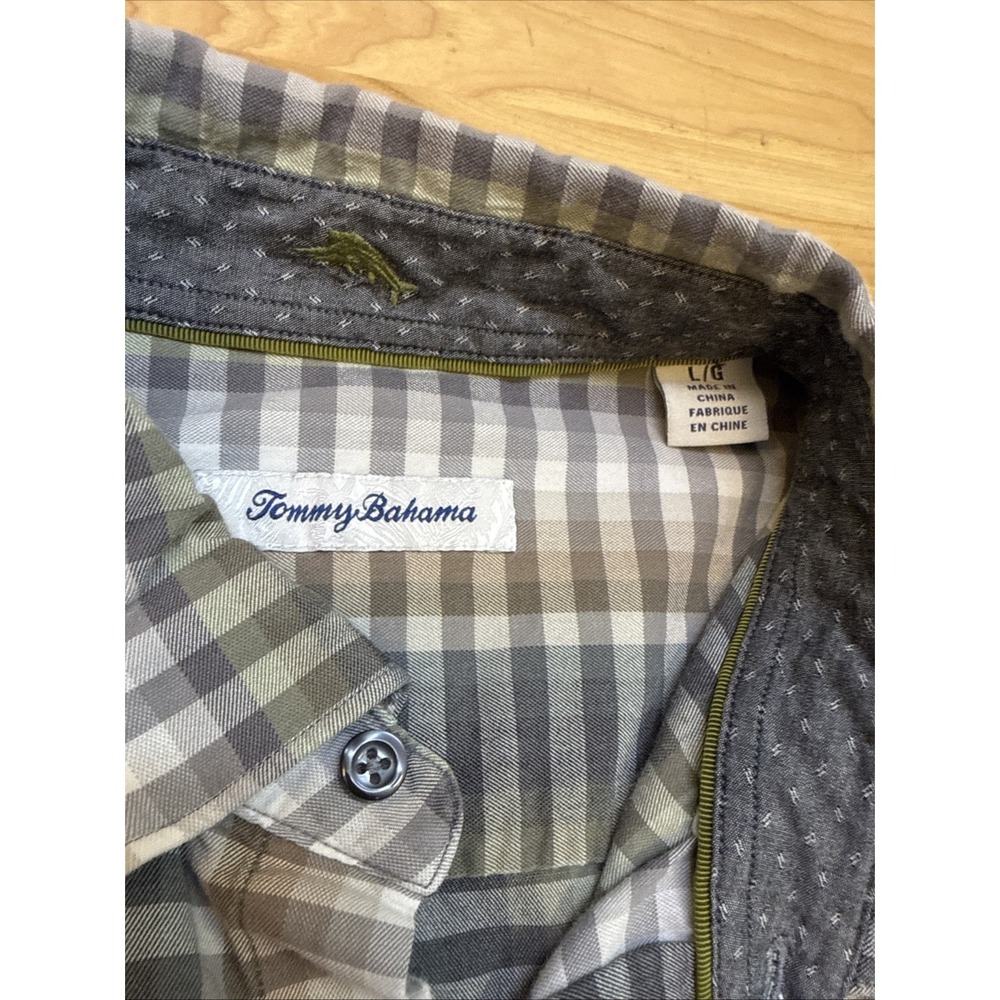 Tommy Bahama Men's Large Plaid Long Sleeve Button Down Shirt Cotton Silk Blend - Picture 2 of 5